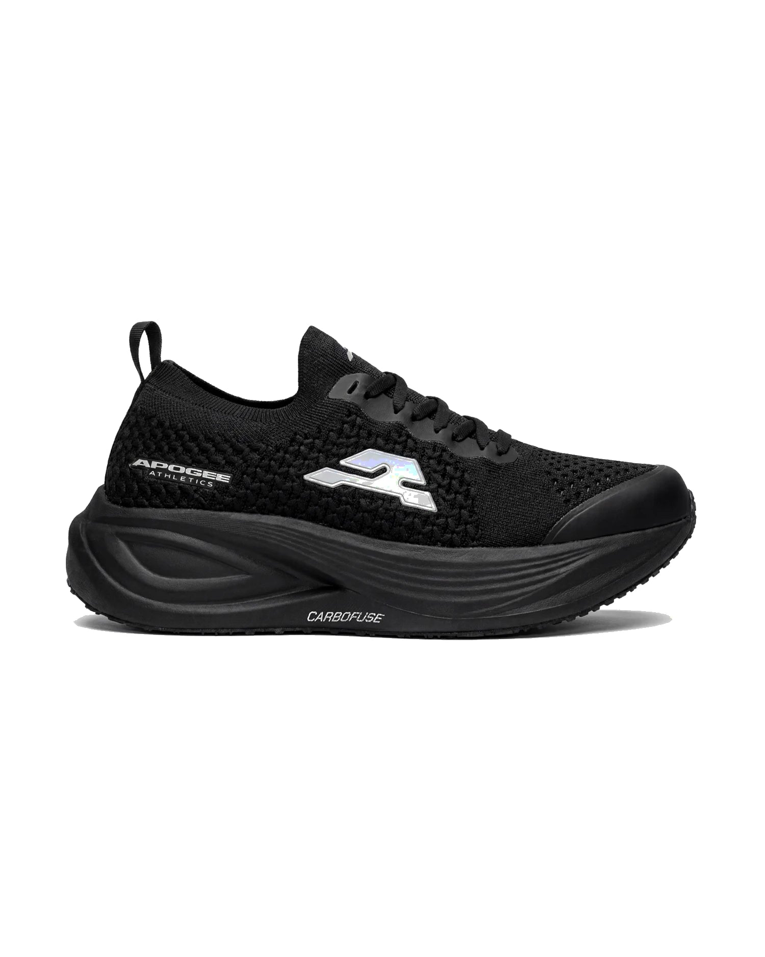 Apogée AERO running shoe — exploded view showing upper, insole, strobel, carboflex midsole, outsole